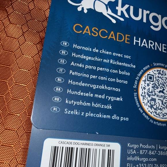 Kurgo Cascade Dog Backpack Harness Orange New For Small Dog Walk, Dog Park - Picture 8 of 8
